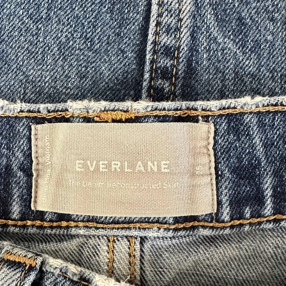 Everlane The Denim Reconstructed Mini Skirt Raw Hem Size 25
